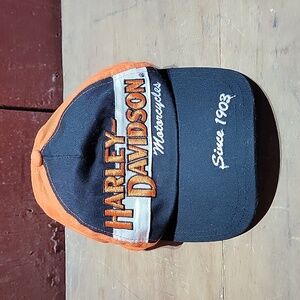 Harley Davidson Motorcycle Toddler Baseball Cap Hat Sz 2-4T Orange